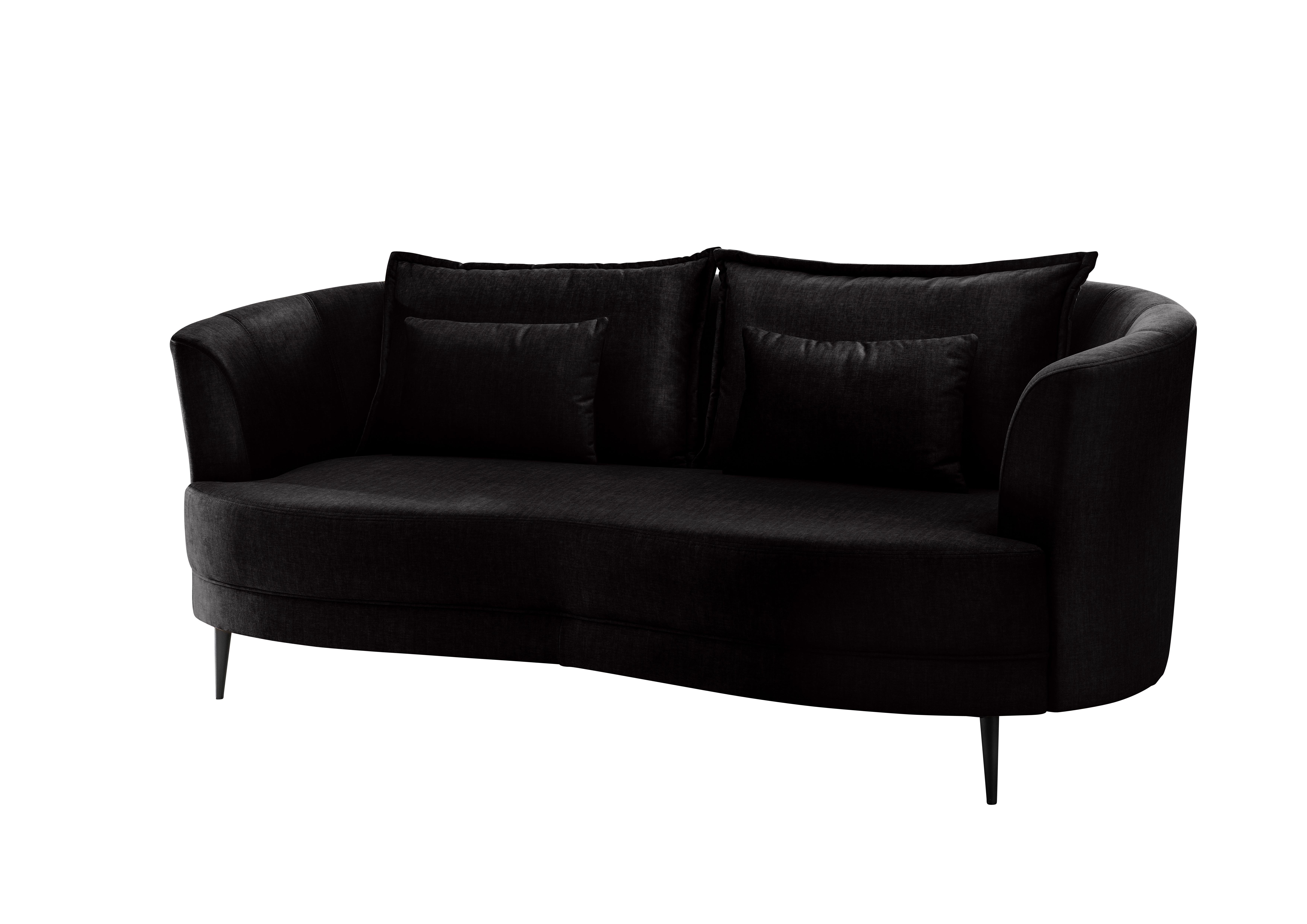 3-Sitzer-Sofa Pistaccio Velours, Rücken Echt B: 209 cm - Anthrazit/Schwarz, MODERN, Textil (209/85/101cm) - Livetastic