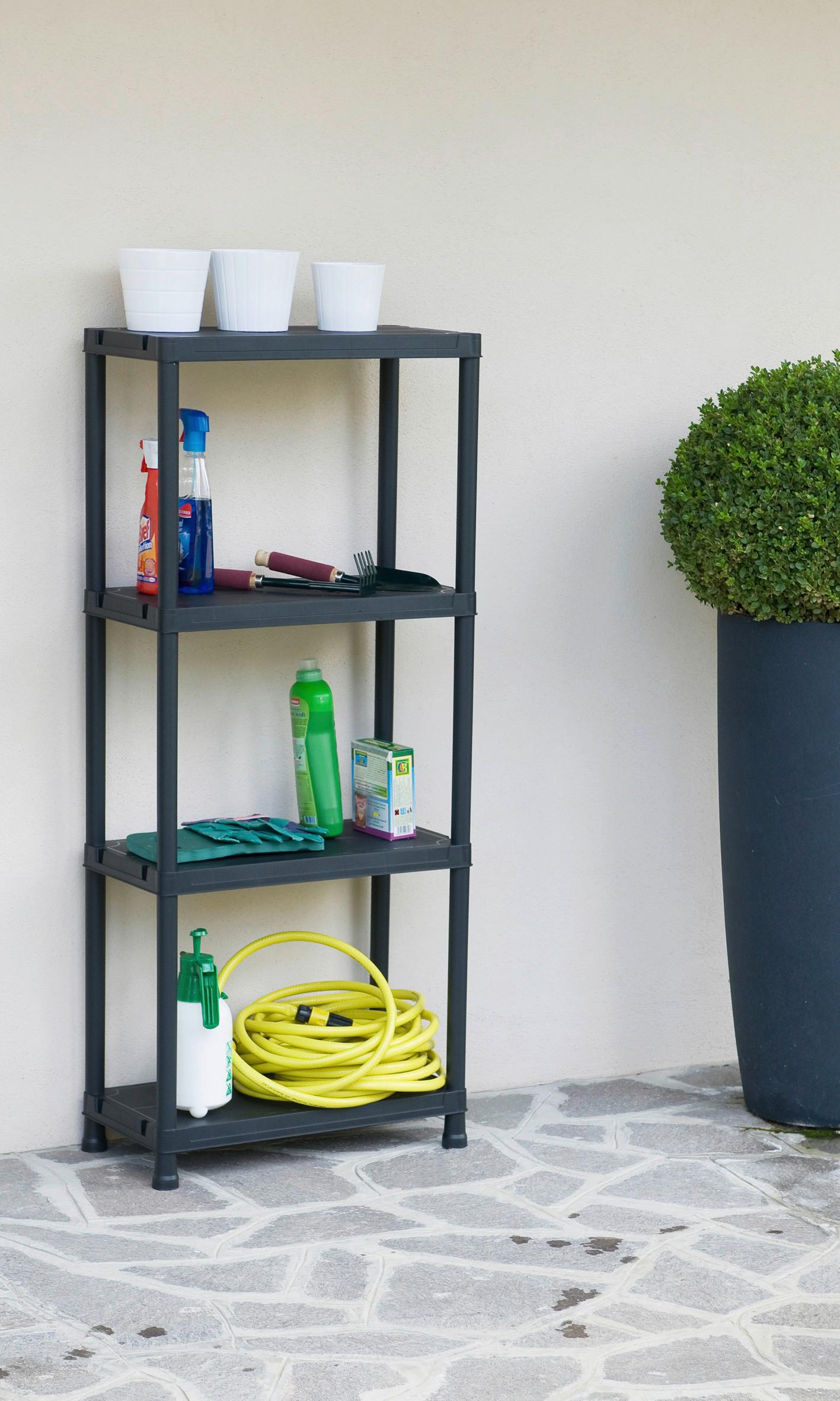 Gartenregal Kunststoff Schwarz B/H: ca. 60/138cm - Schwarz, Basics, Kunststoff (60/138/30cm)