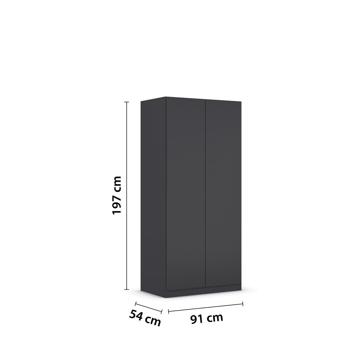 Drehtürenschrank Costa Grau B: 91 cm - Grau, MODERN, Holzwerkstoff (91/197/54cm) - Rauch Möbel