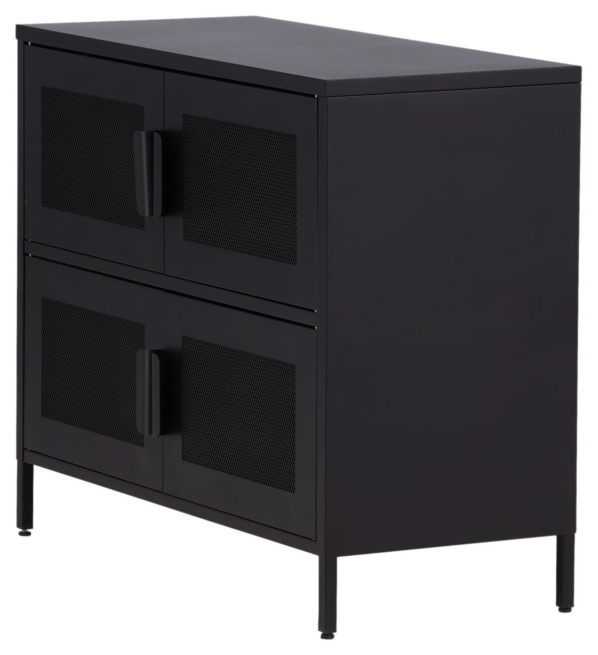 Sideboard Nett - Schwarz, Design, Metall (90/75/40cm) - Livetastic