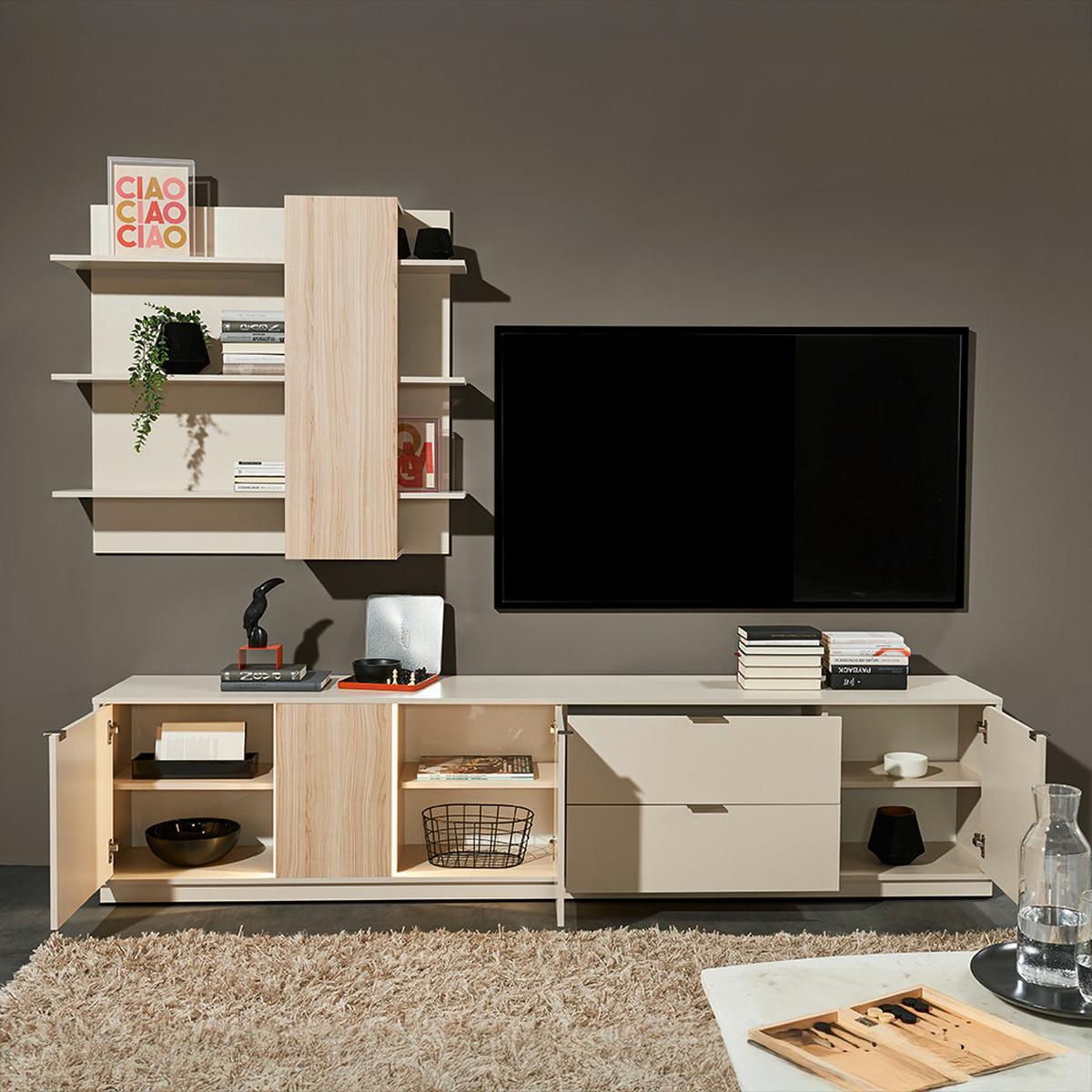 Wohnwand Alex Kaschmir, B: 238cm - Kaschmir, MODERN, Holzwerkstoff (238/202/40cm) - MID.YOU