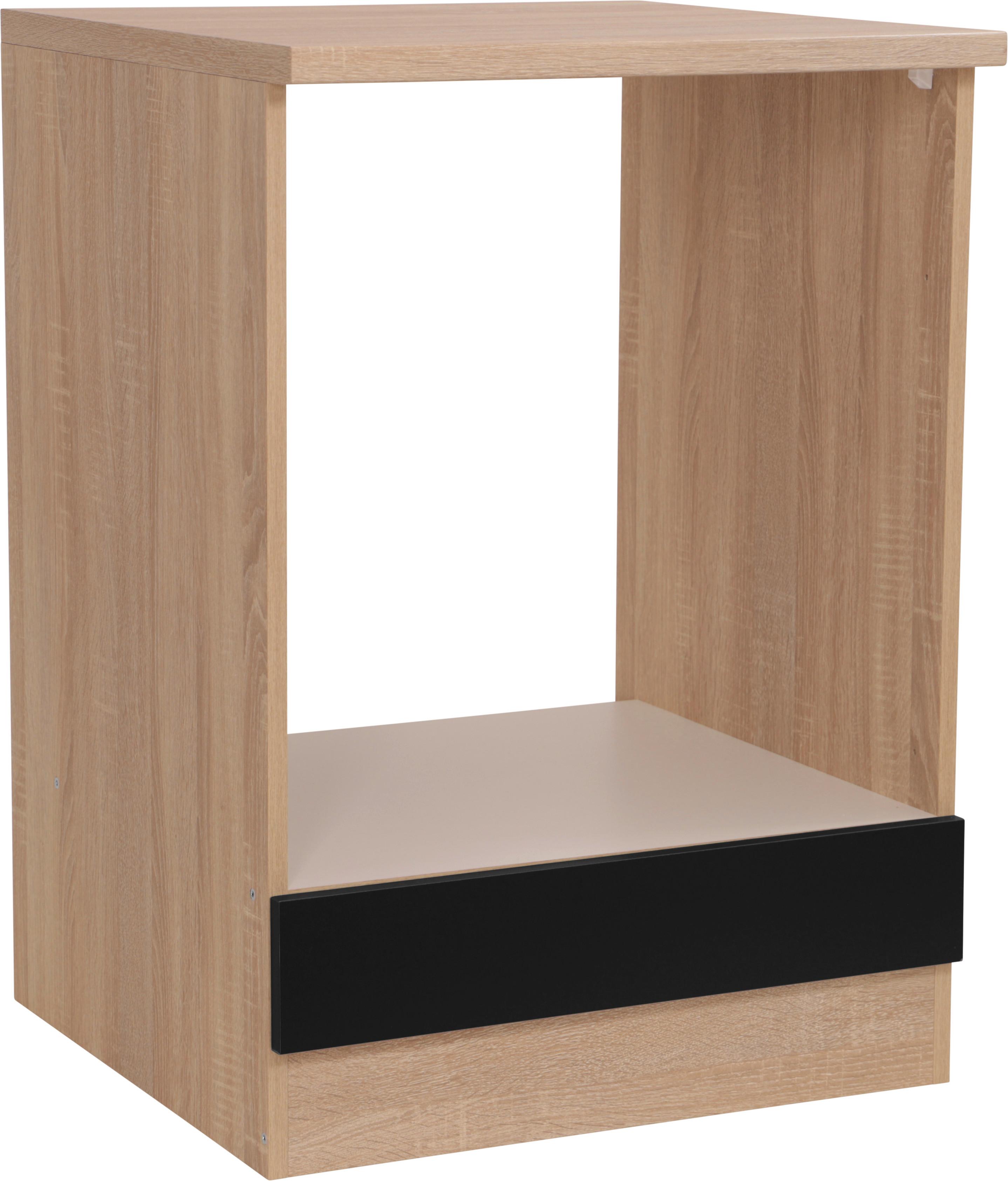 Herdumbauschrank Merle Schwarz, Eiche Dekor B: 60 cm - Eichefarben/Schwarz, Basics, Holzwerkstoff (60/84,8/60cm) - Respekta