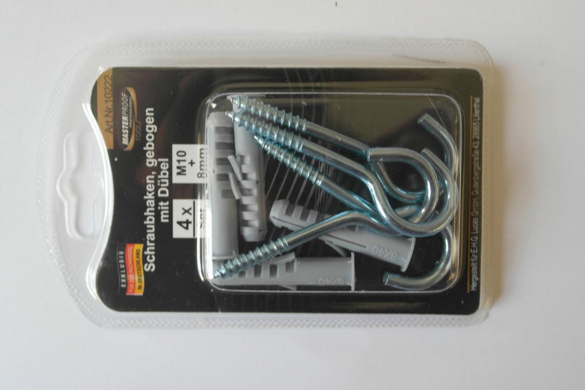 Schraubhaken-Set Gebogen Stahl L: 13 cm 4 Stk. mit Dübeln - Basics, Kunststoff/Metall (13/7,5/2,0cm)