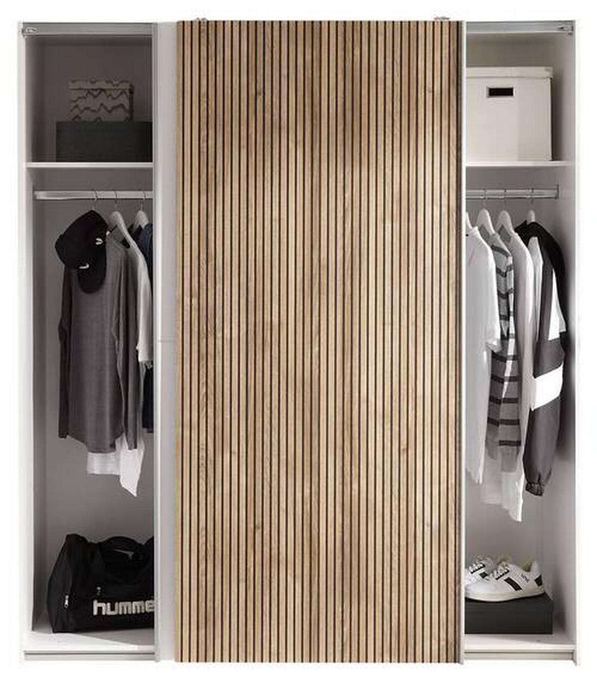 Skriňa s posuvnými dverami BERNO šírka 170 cm - biela/farba duba, Modern, kov/kompozitné drevo (170/196/57cm) - Ti'me