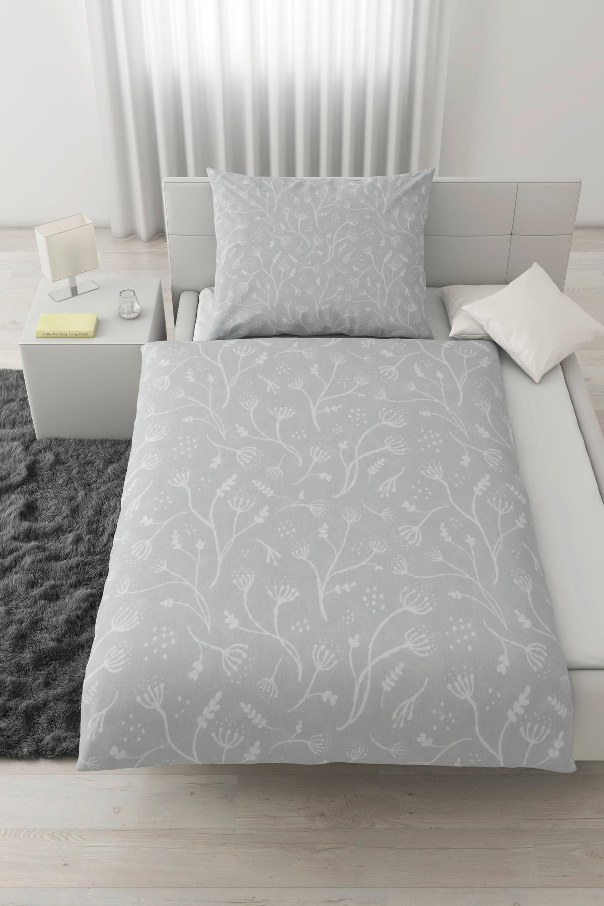 Posteľná bielizeň Frida, 70/90 140/200cm - svetlosivá, Konventionell, textil (140/200cm) - Modern Living
