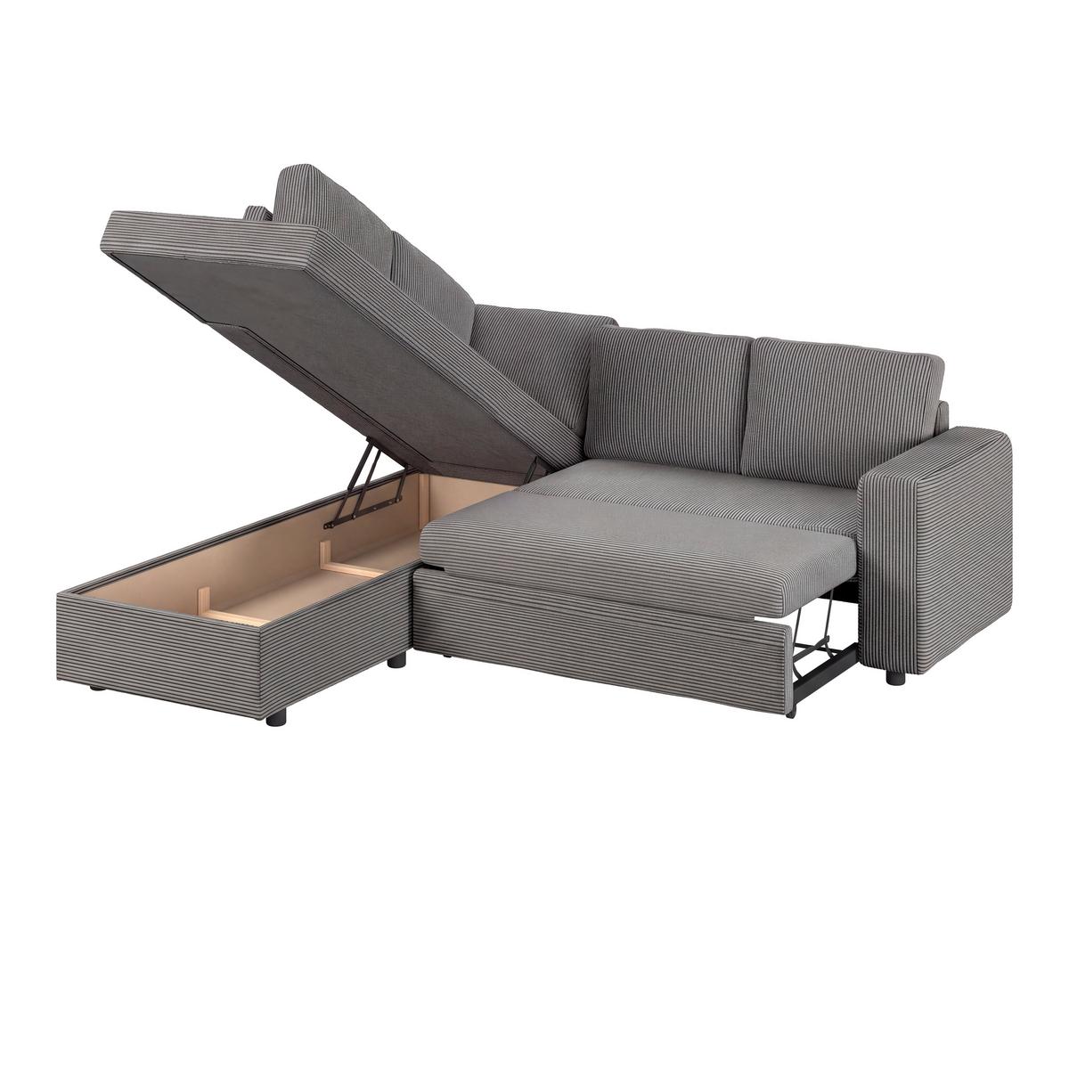 Ecksofa mit Schlaffunktion Toulouse anthrazit, 206x224cm - Anthrazit/Schwarz, Trend, Holz/Textil (206/224cm)