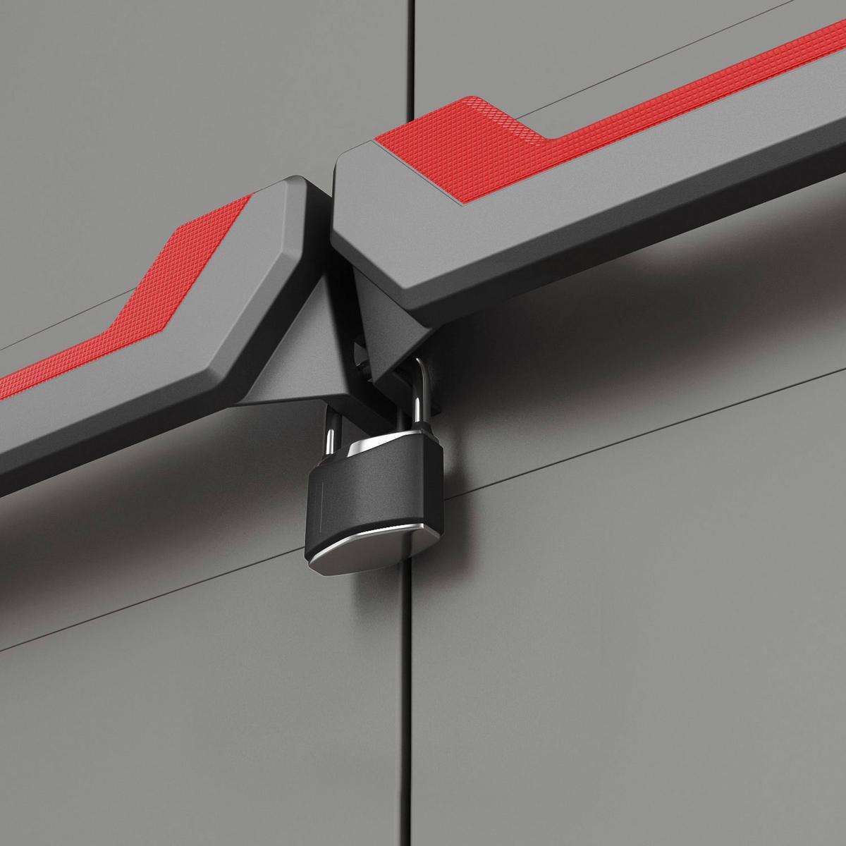 Mehrzweckschrank Stilo Grau/Rot/Schwarz BxH: 68x90 cm - Rot/Schwarz, Design, Kunststoff (68/90/39cm) - Keter