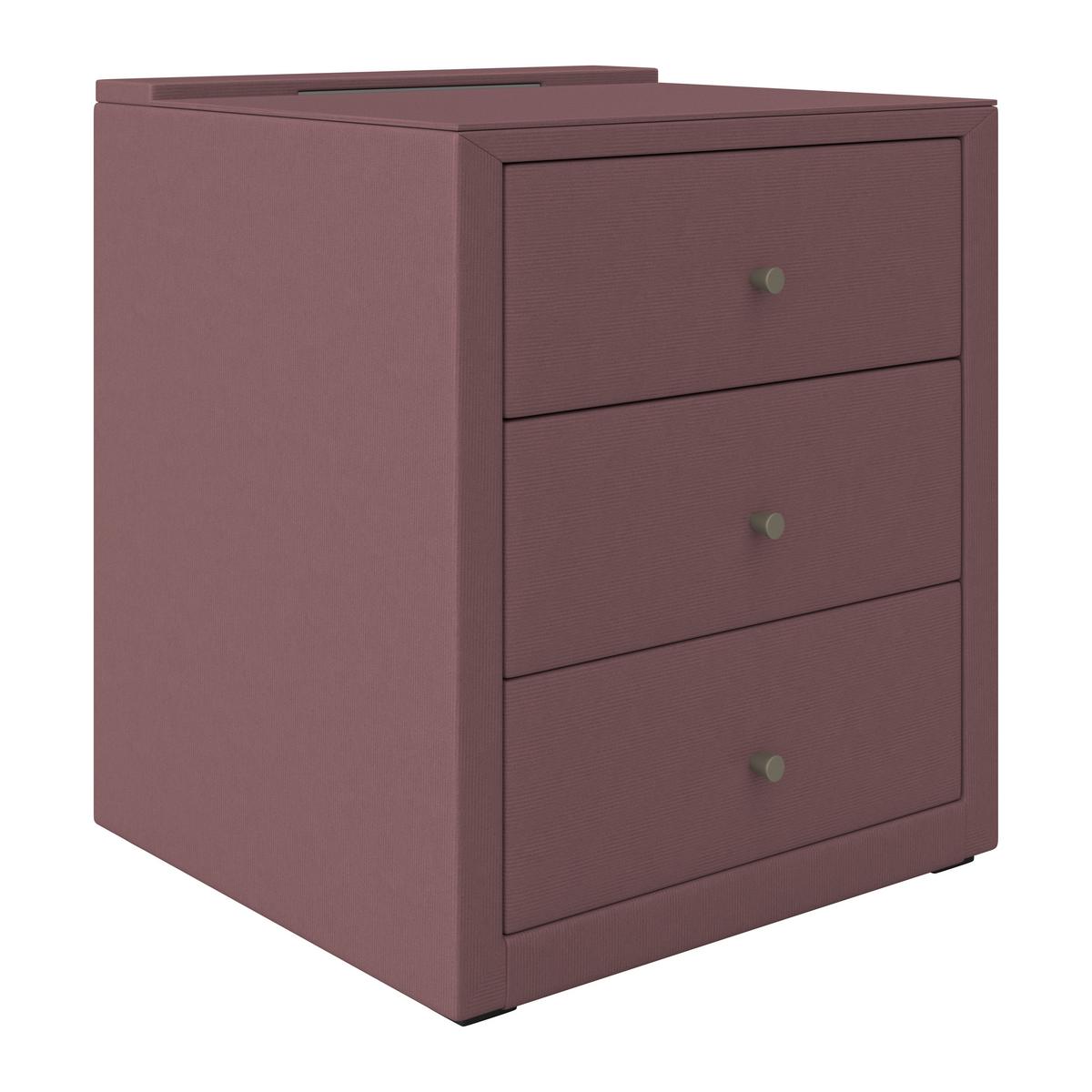 Nachtkästchen Josie - Schwarz/Rosa, MODERN, Glas/Holzwerkstoff (48/56/45,5cm)