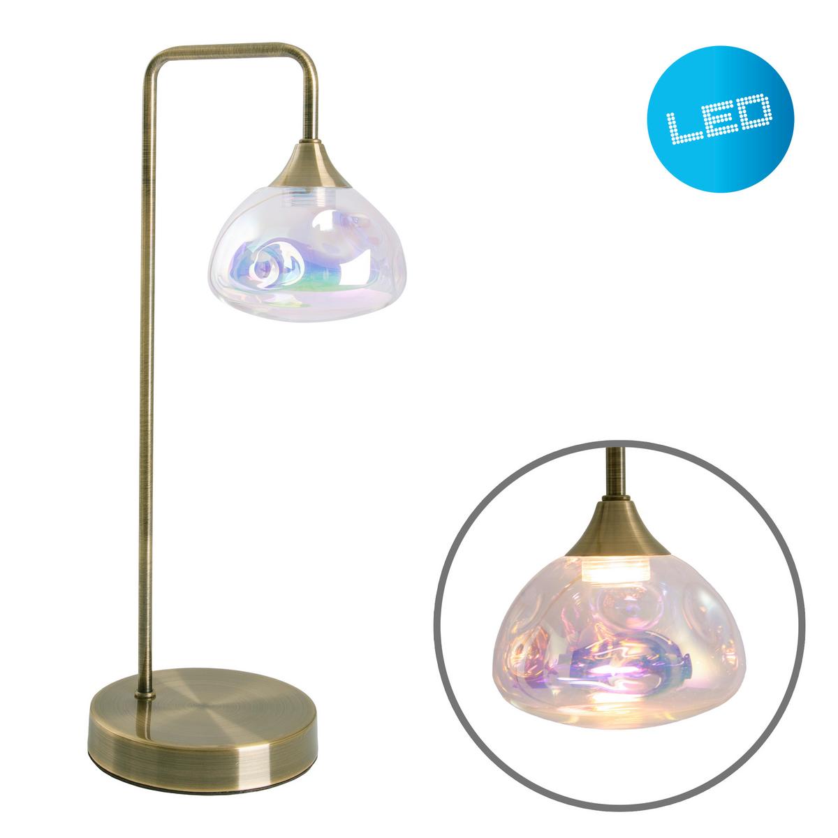 Tischlampe Messingfarben Vintage Style - Messingfarben, Design, Glas/Metall (17,5/45cm) - Näve