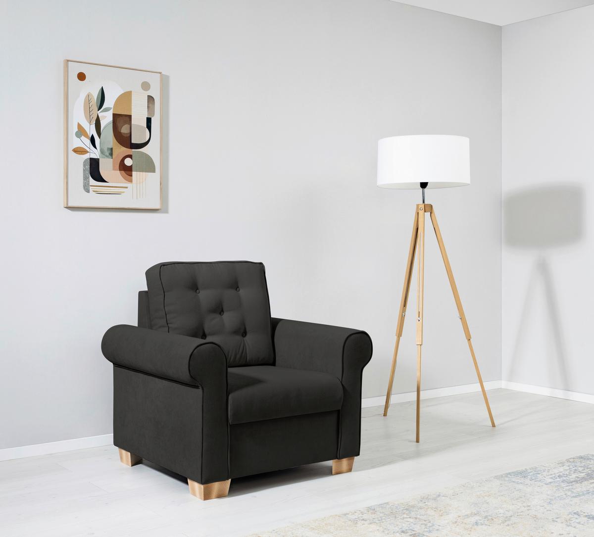 Sessel Arles, Schwarz 25 B: 93 Cm - Buchefarben/Schwarz, Design, Textil (93/89/82cm) - MID.YOU