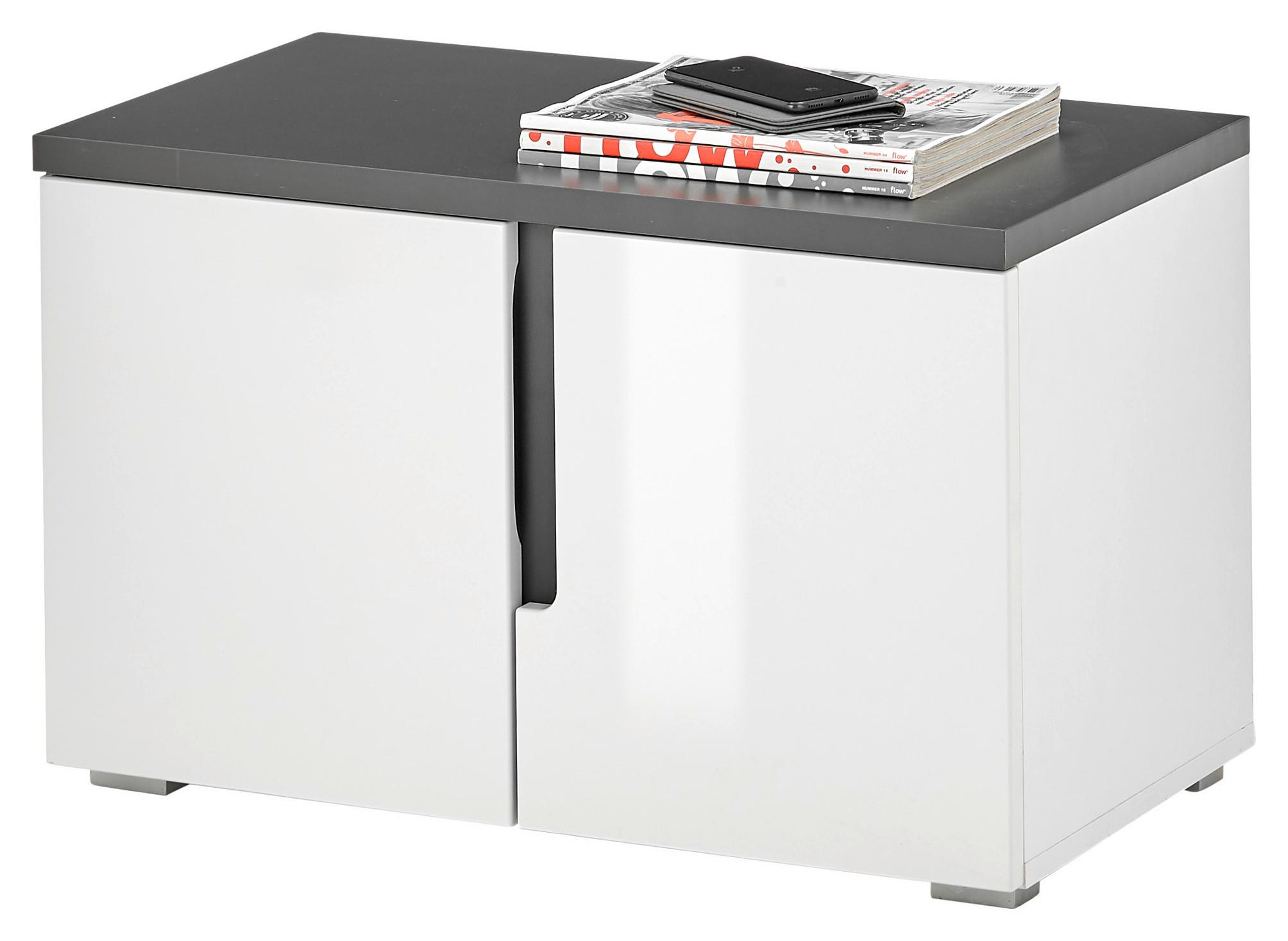 Schuhbank Boston BxHxT: 70x44x38 cm Weiß/Anthrazit - Weiß Hochglanz/Anthrazit, Design, Holzwerkstoff (70/44/38cm) - MID.YOU