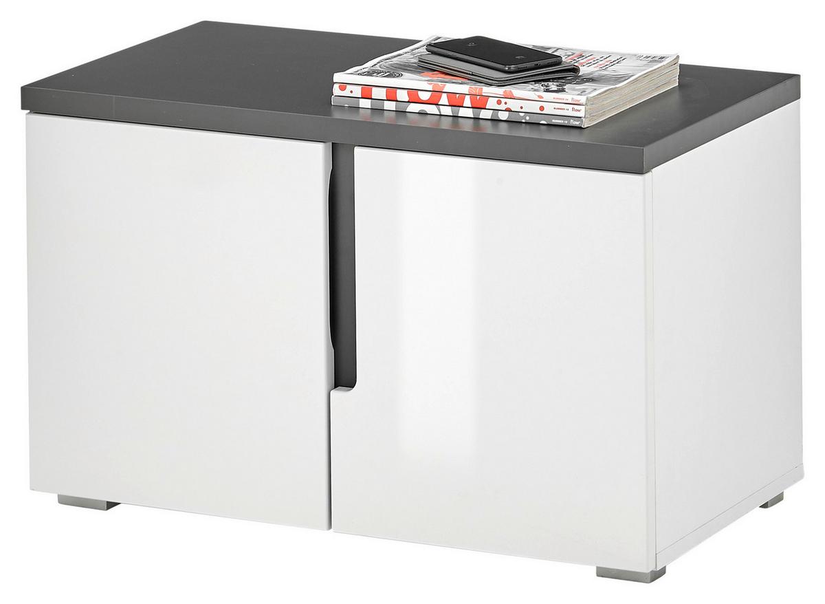 Schuhbank Boston BxHxT: 70x44x38 cm Weiß/Anthrazit - Weiß Hochglanz/Anthrazit, Design, Holzwerkstoff (70/44/38cm) - MID.YOU