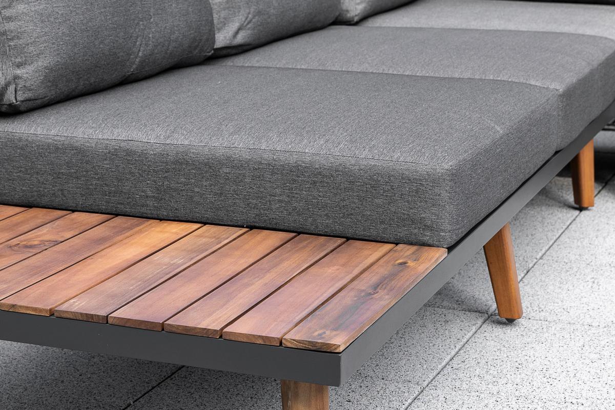 Gartenmöbel Set 2-tlg. Athen Holz/aluminium Mit Kissen - Graphitfarben/Braun, KONVENTIONELL, Holz/Textil (287,5/28/287,5cm) - Gardenson