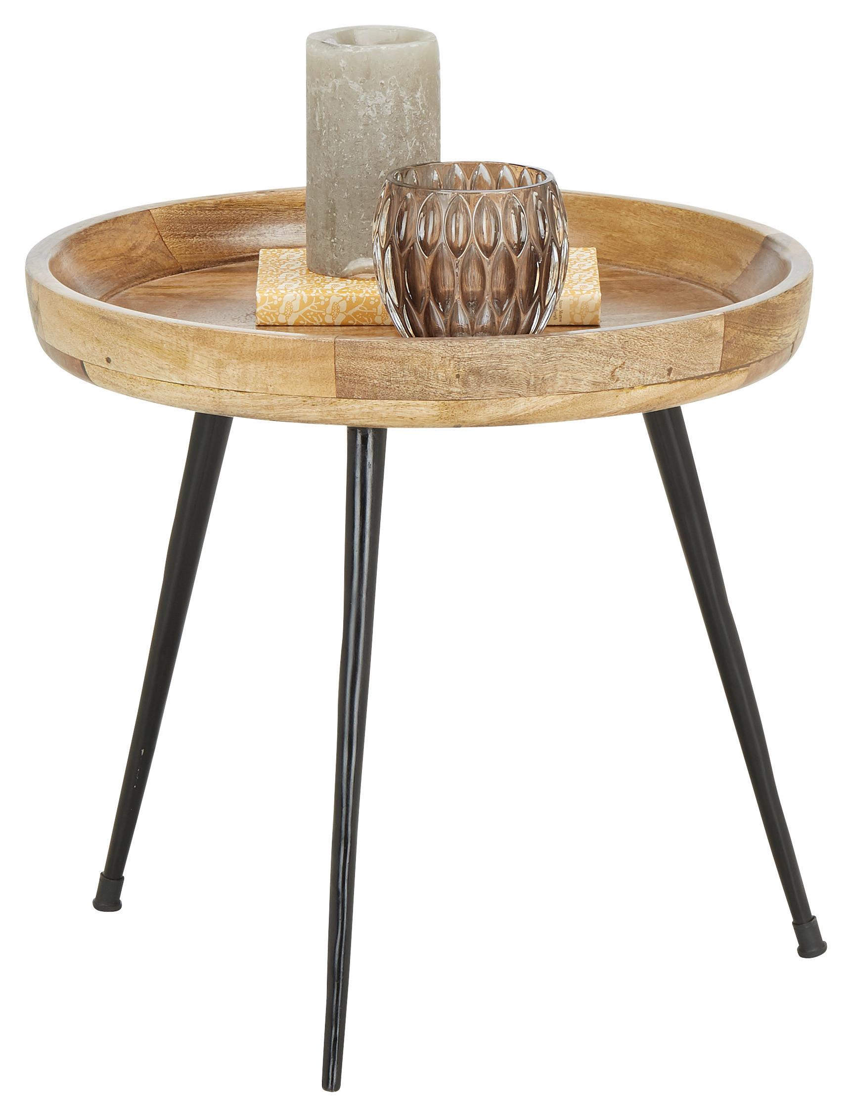 Príručný stolík P: 40cm - prírodná farba, Lifestyle, kov/drevo (40/38/40cm) - Mömax