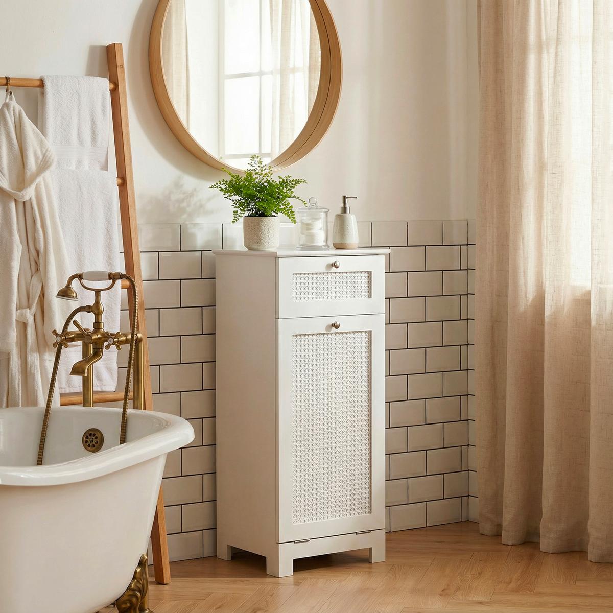 WÄSCHESCHRANK Weiß B: 40cm - Weiß, Design, Holzwerkstoff (40/90/38cm) - Livetastic
