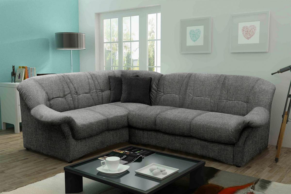 Ecksofa Papenburg Dunkelgrau - Dunkelgrau/Schwarz, KONVENTIONELL, Textil (192/243cm) - MID.YOU