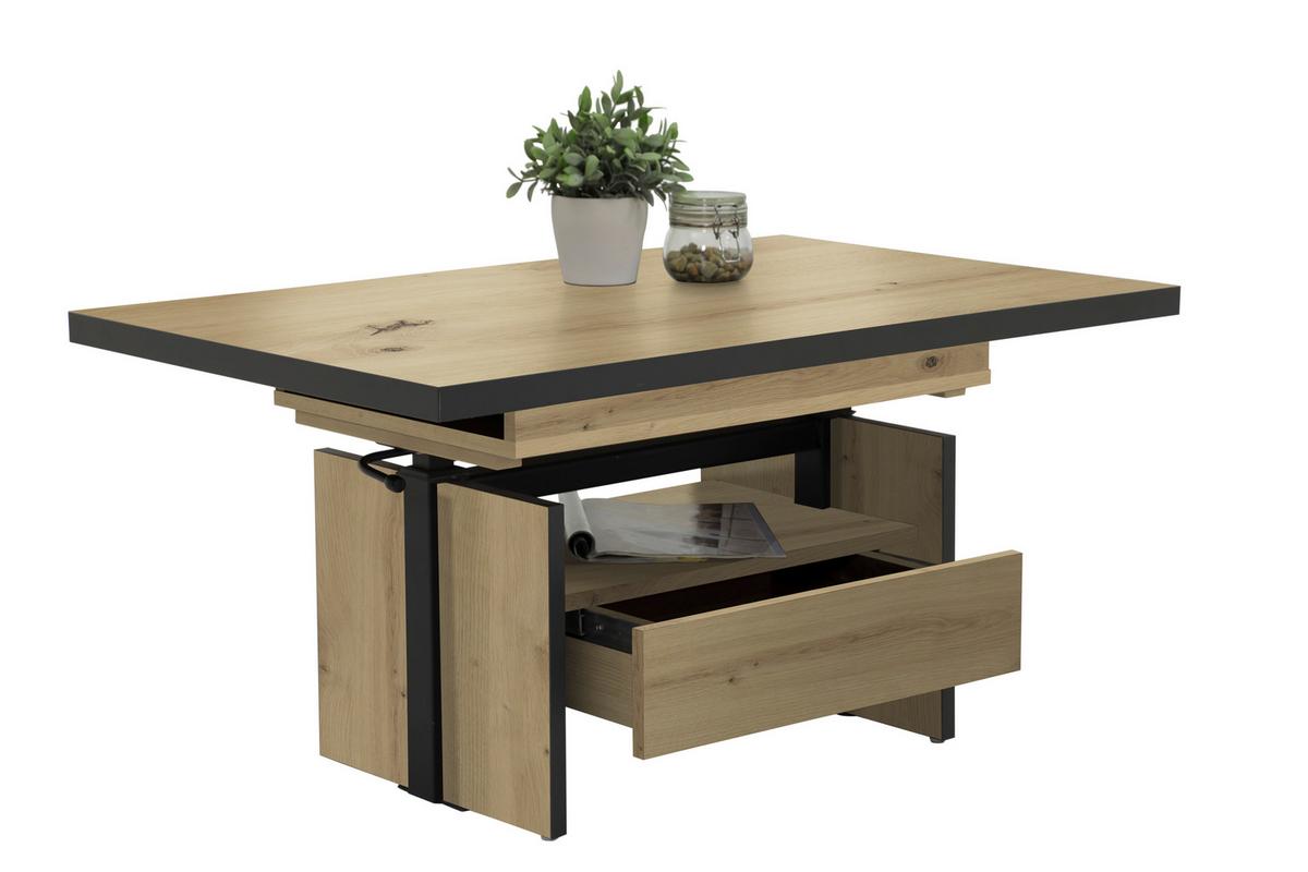 Couchtisch Noah Eiche Dekor L: 110-150 cm - Eiche Artisan, Design, Holzwerkstoff (110-150/70/54-73cm) - Livetastic
