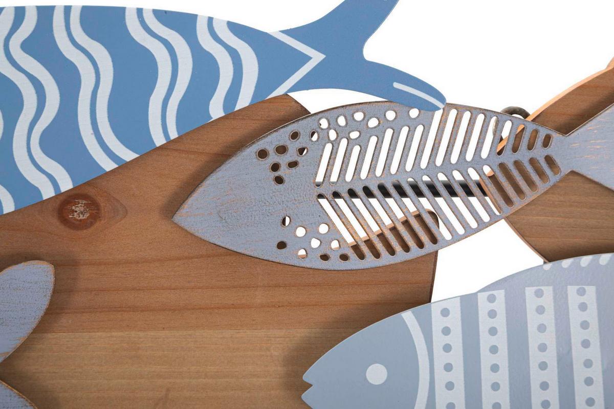 Wanddeko Fish Sea Blau, Wildeiche Dekor B: 91 Cm - Basics, Holzwerkstoff/Metall (91/33.5/3cm)
