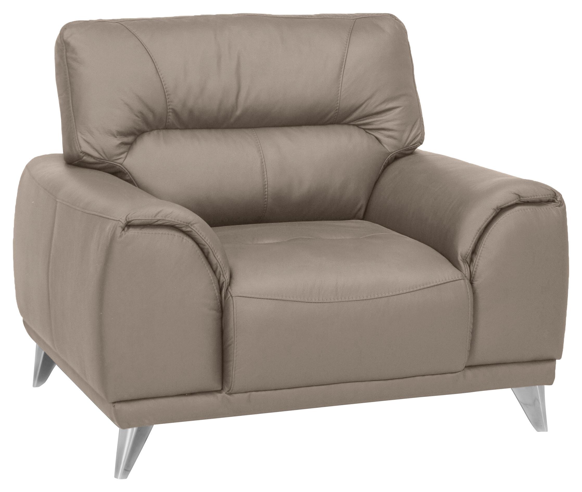 Fernsehsessel Frisco Lederlook Sandfarben - Sandfarben/Chromfarben, MODERN, Textil (112/92/96cm) - MID.YOU