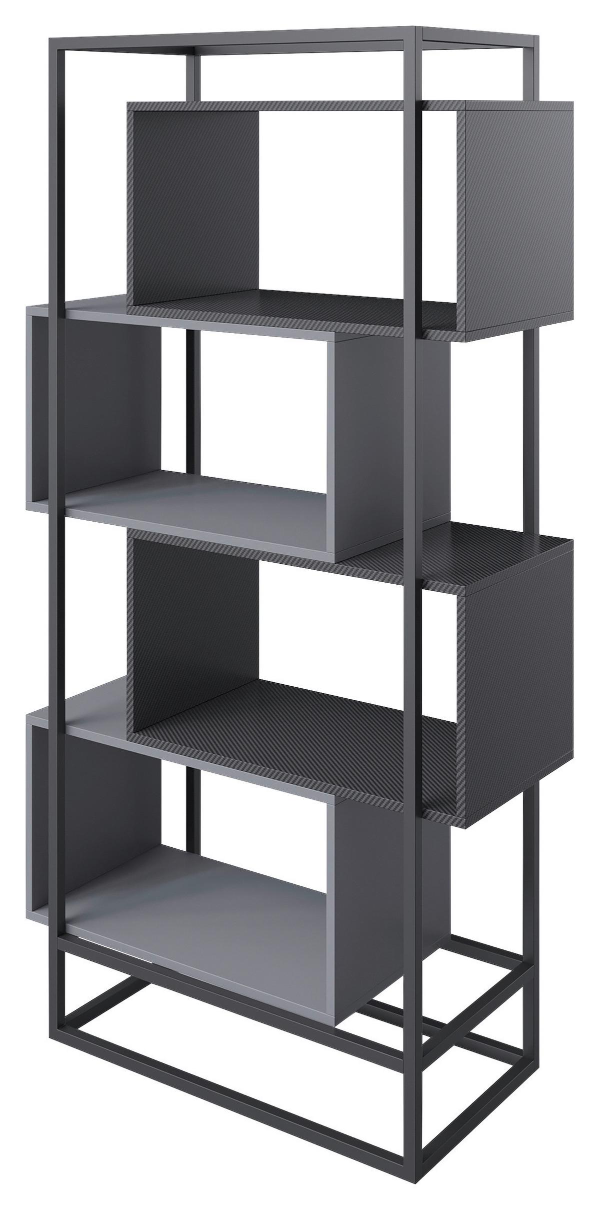 Regal Minecraft - Schwarz/Grau, MODERN, Holzwerkstoff/Metall (70/164/38cm) - Minecraft