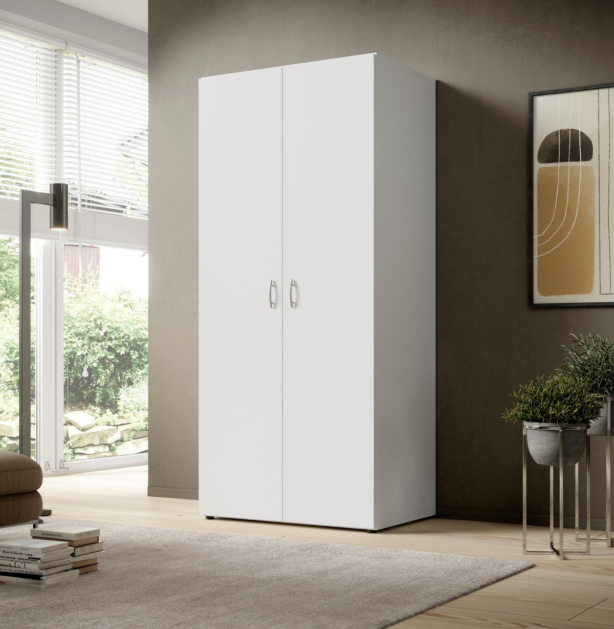 Kleiderschrank B: 81 cm Joe Weiß - Weiß, Basics, Holzwerkstoff (81/177/51cm)