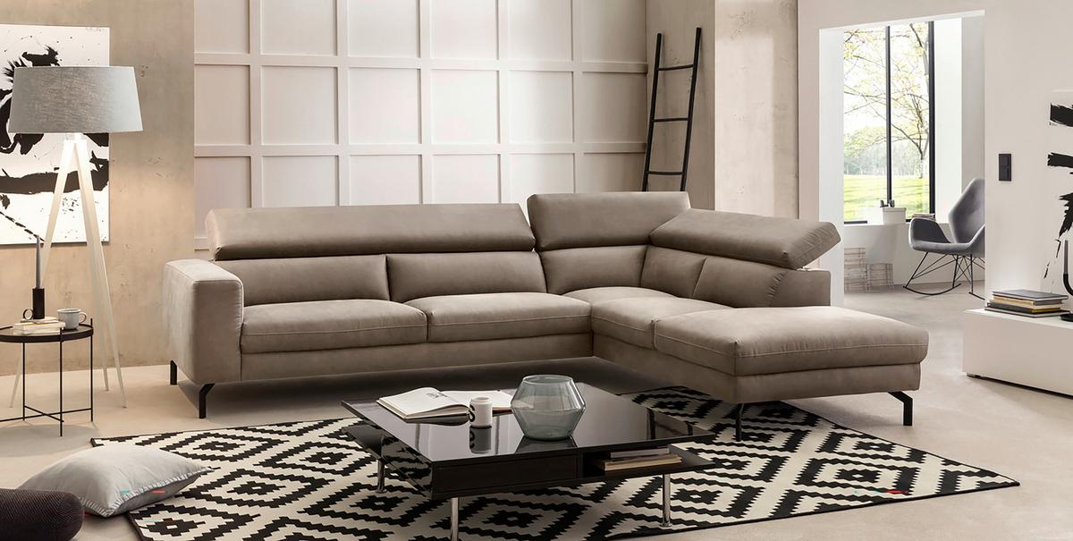 Ecksofa California - Beige/Schwarz, MODERN, Textil (305/233cm) - Trendmanufaktur