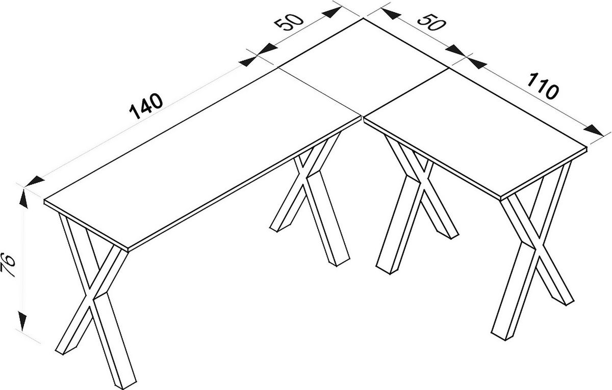 Eckschreibtisch Lona 190x160cm Weiß - Weiß, MODERN, Holzwerkstoff/Metall (190/50/76cm) - MID.YOU