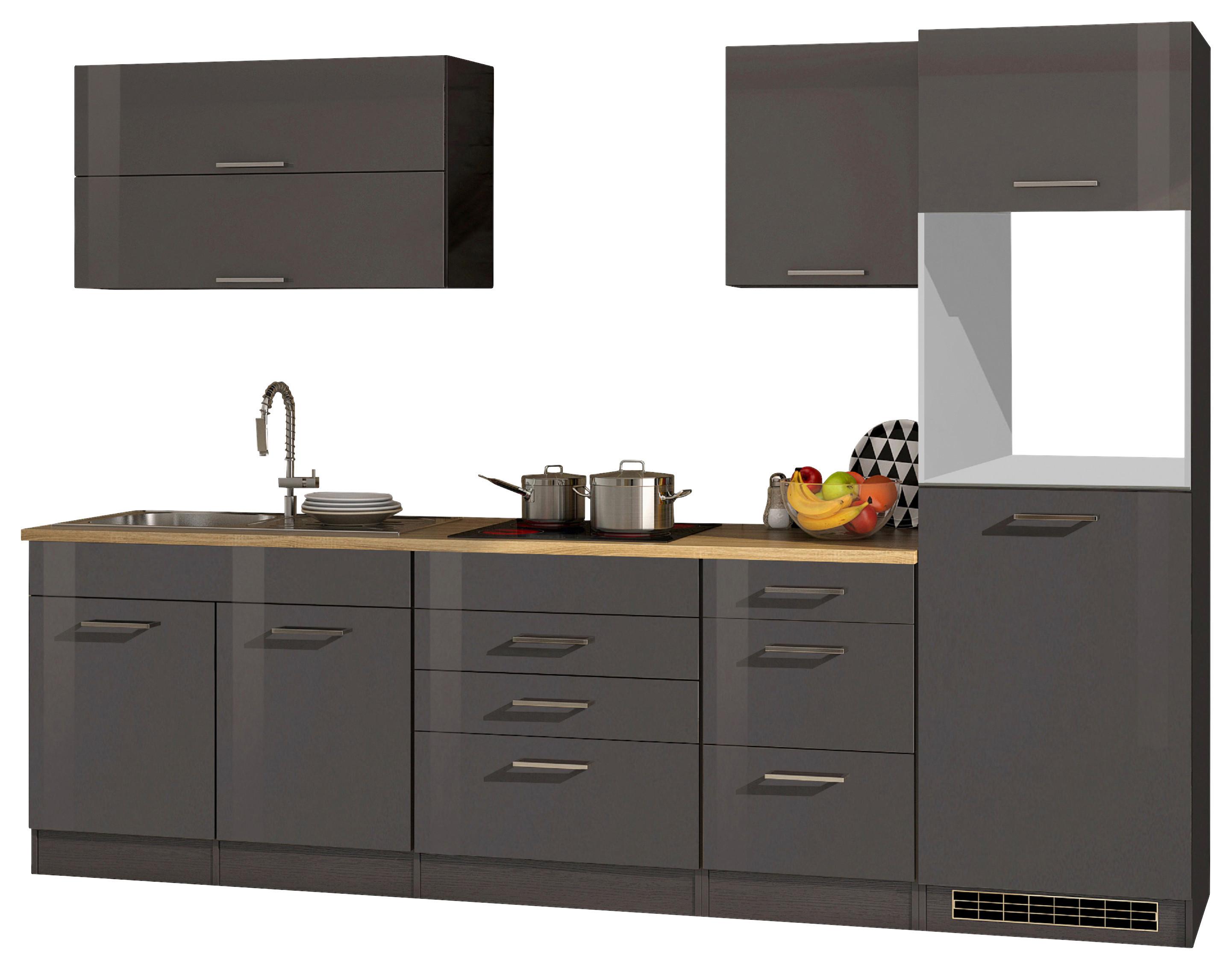 Küchenleerblock Mailand Graphitfarben B: 290cm - Graphitfarben/Sonoma Eiche, MODERN, Holzwerkstoff (290cm) - Held