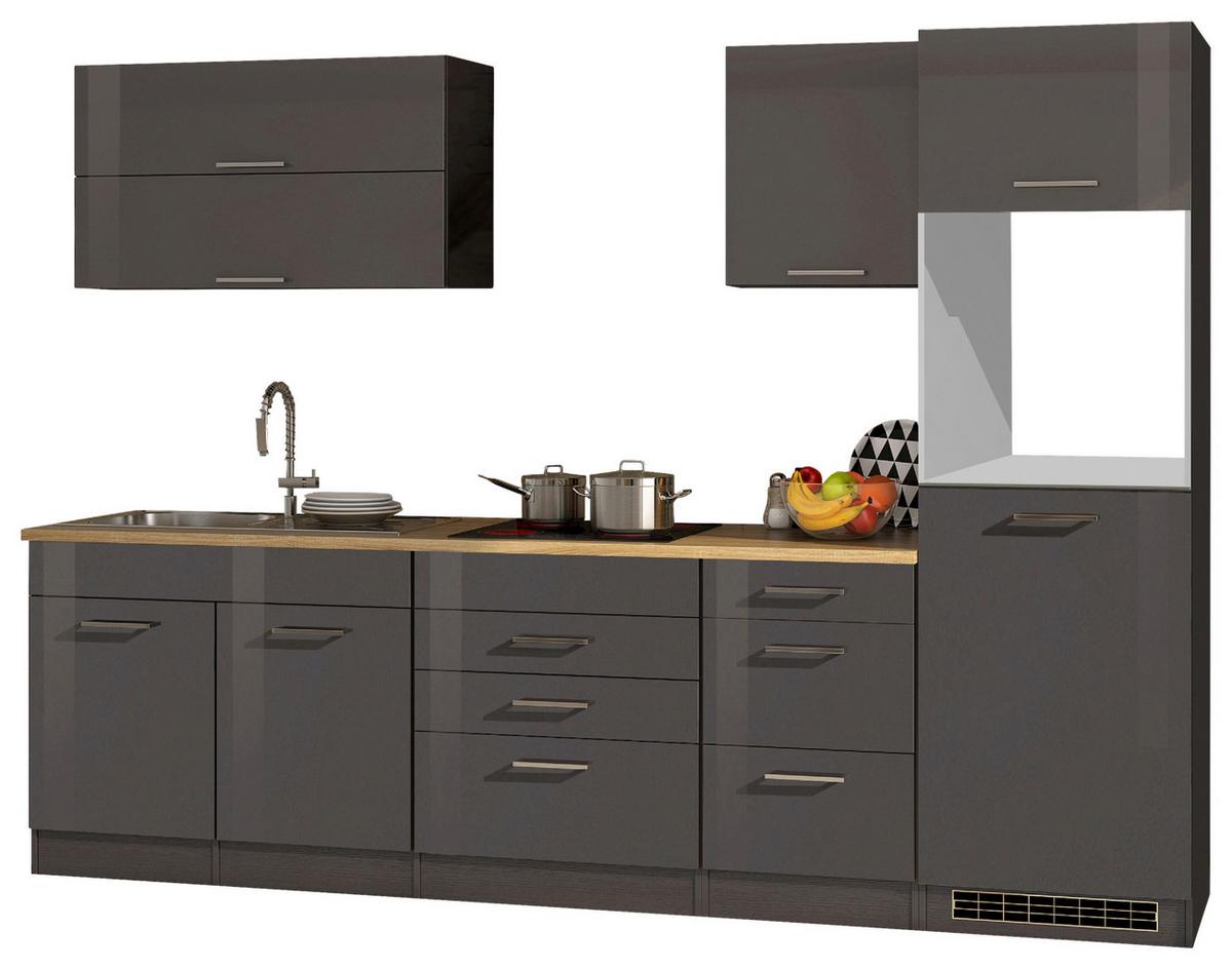 Küchenleerblock Mailand Graphitfarben B: 290cm - Graphitfarben/Sonoma Eiche, MODERN, Holzwerkstoff (290cm) - Held