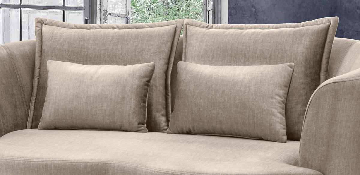 3-Sitzer-Sofa Pistaccio Beige Velours, Rücken Echt B: 209 cm - Beige/Schwarz, MODERN, Textil (209/85/101cm) - Livetastic