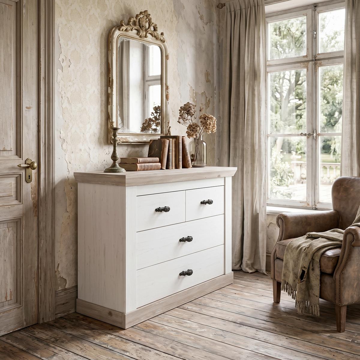 Kommode Florenz Hellbraun/Pinienfarben B:107cm - Hellbraun/Pinienfarben, Design, Holzwerkstoff (107/87/45cm) - MID.YOU