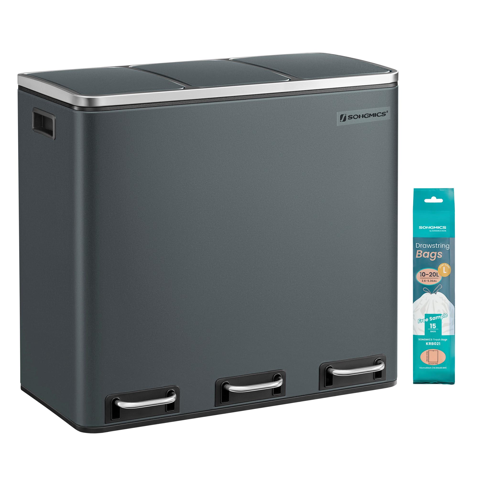 Abfallsammler Grau B: 61cm - Schwarz/Grau, Basics, Kunststoff/Metall (61/55,5/31,5cm)