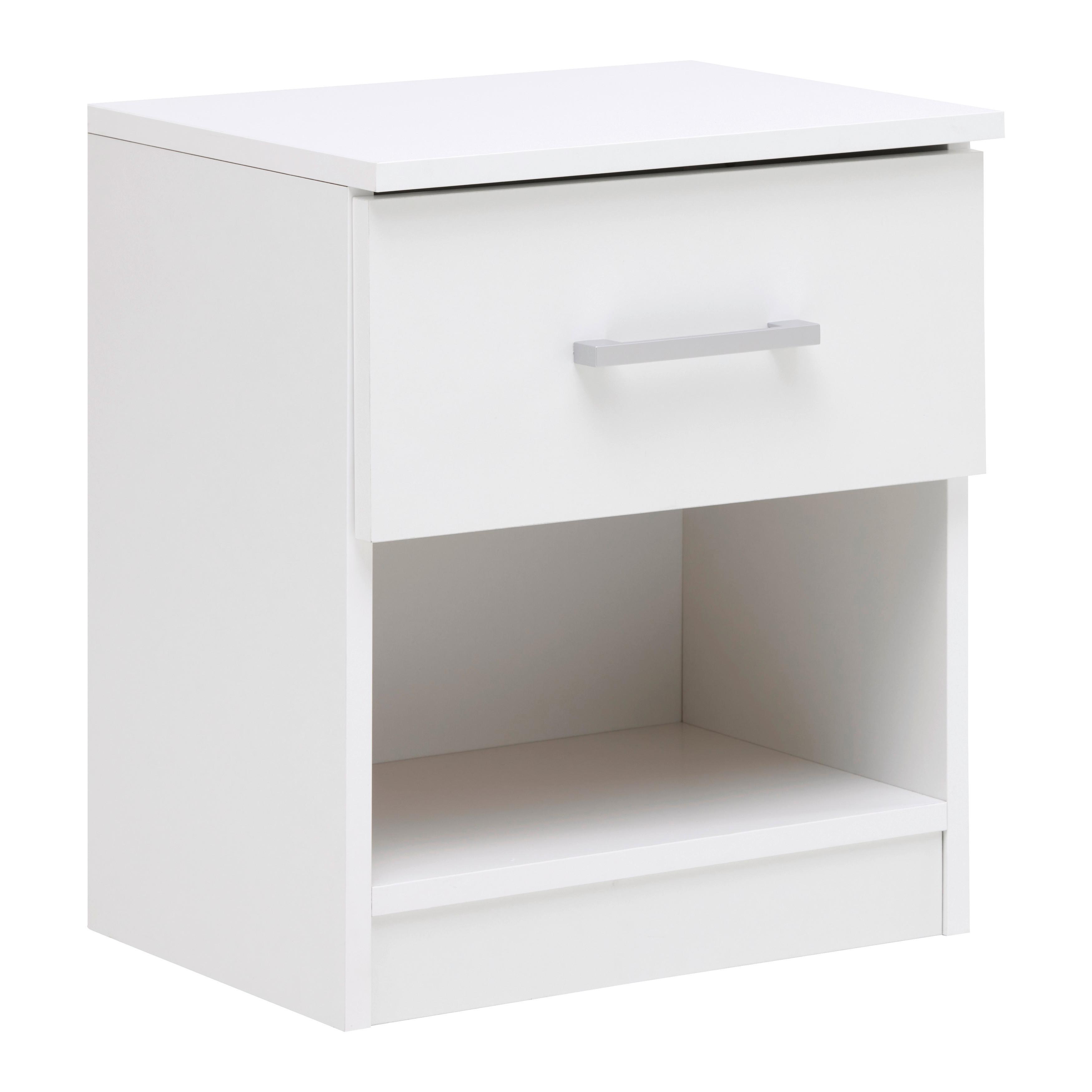 NOČNÍ STOLEK K POSTELI LASSE -BASED- -SB- - šedá/bílá, Konvenční, dřevo/plast (41/48/32cm)
