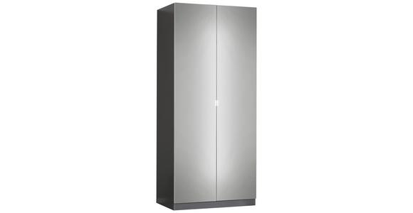 Drehtürenschrank Mit Spiegel 91cm Unit Anthrazit - Anthrazit, MODERN, Holzwerkstoff (91,1/210/58,3cm) - Ondega