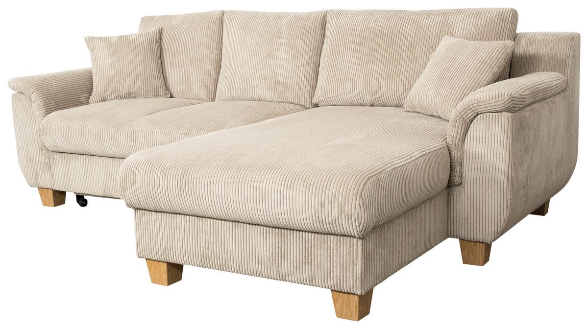 Ecksofa mit Schlaffunktion Alex + Bettkasten Beige 246x88 cm - Beige/Naturfarben, MODERN, Textil (246/156cm)