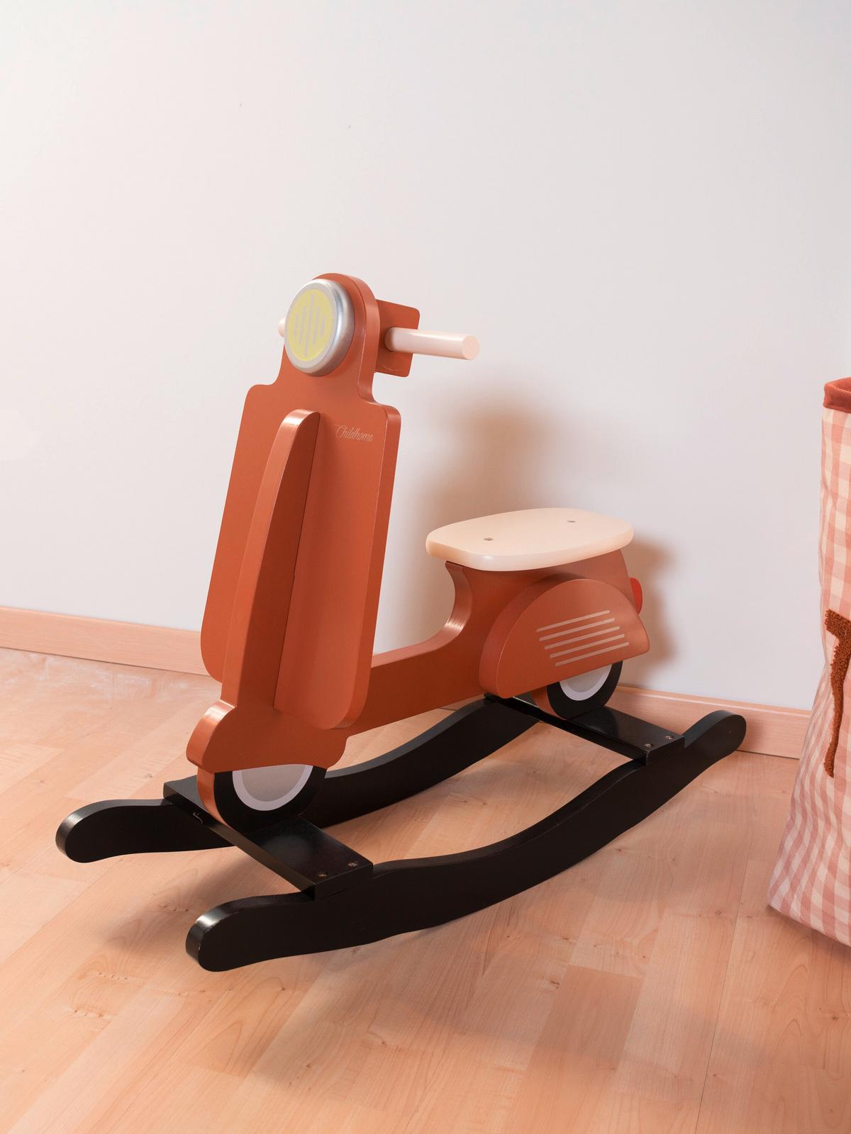 Schaukeltier Roller Schwarz, Rostfarben, L: 70 cm - Rostfarben/Schwarz, KONVENTIONELL, Holzwerkstoff (70/25/57cm) - Childhome
