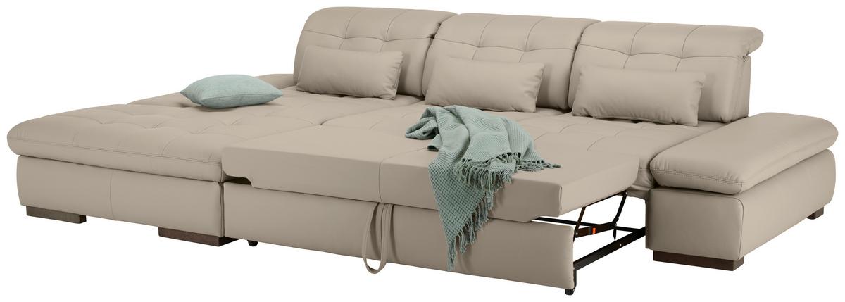 Rohová sedačka SANFINO, ľavá, svetlosivá pravá koža - svetlosivá/chrómová, Konventionell, kov/koža (199/79-96/305cm) - Premium Living