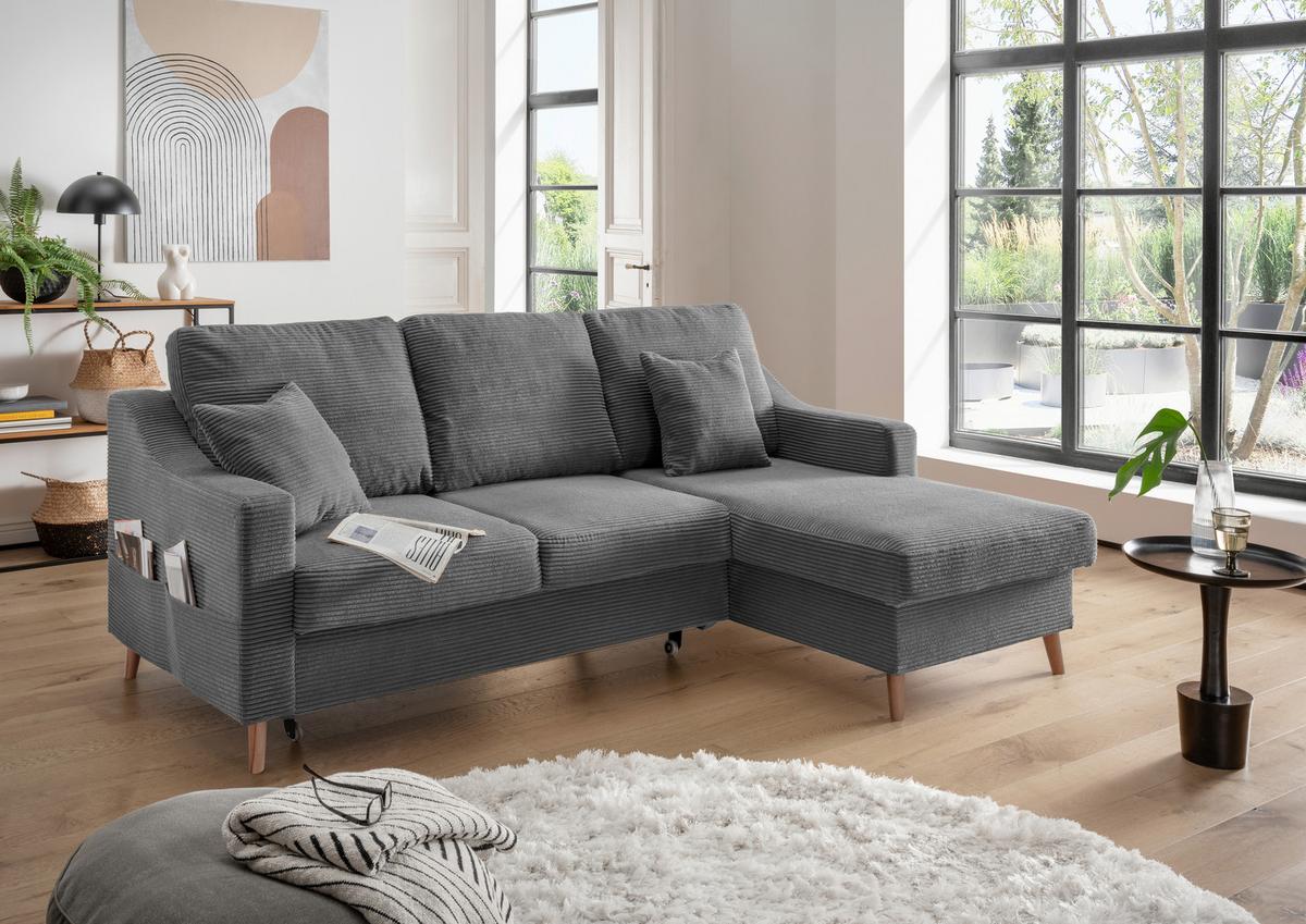 Ecksofa Valentina - Naturfarben/Grau, Design, Textil (228/150cm) - P & B