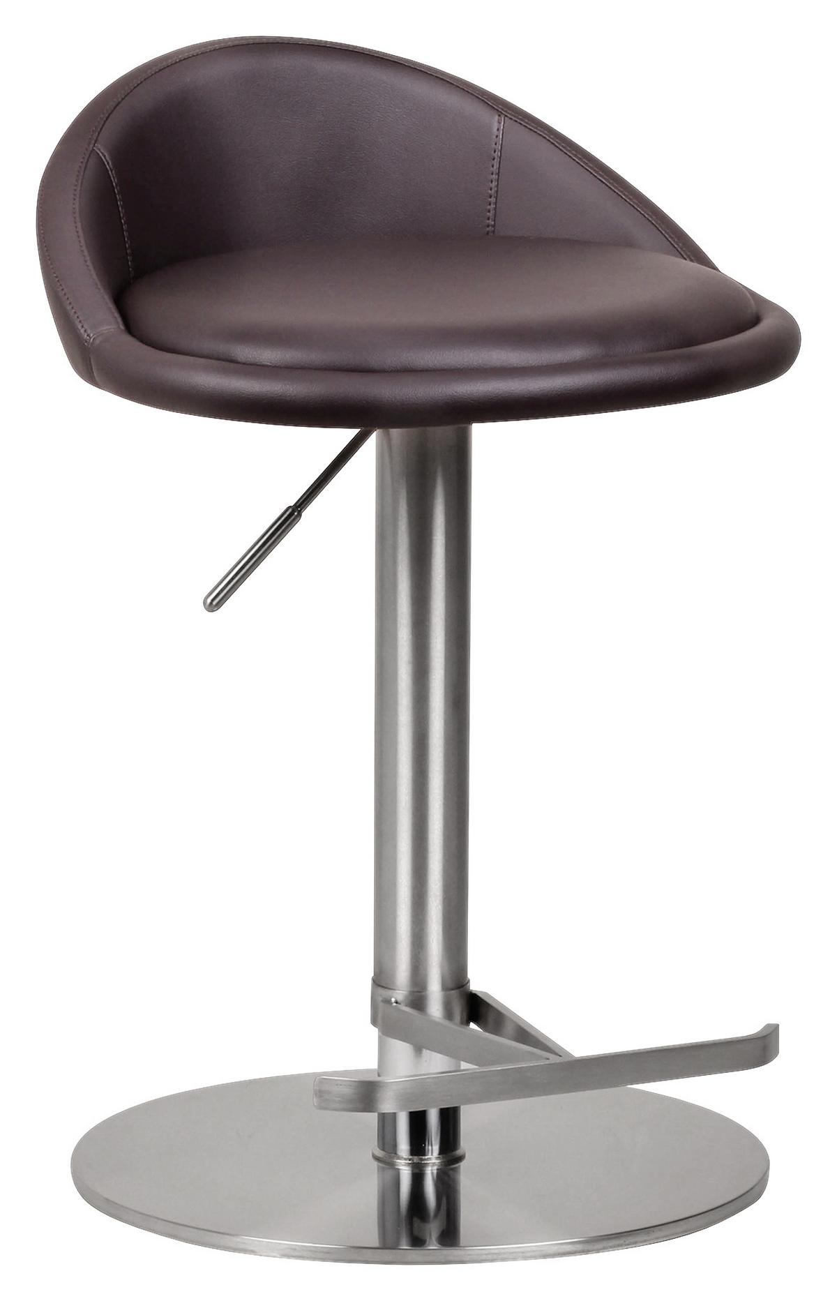 Barová židle Barhocker hnědá - barvy stříbra/hnědá, Moderní, kov/textil (43/54-79/43cm) - MID.YOU