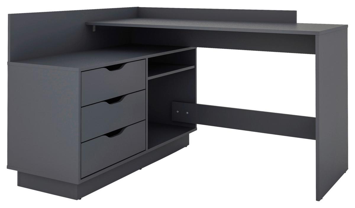 Eckschreibtisch Mit Stauraum B 129 Cm H 83,5 Cm Belfast - Anthrazit, Basics, Holzwerkstoff (129/83,5/105cm) - MID.YOU