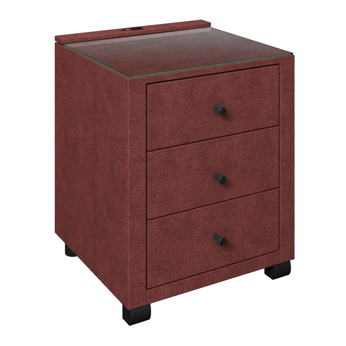 Nachtkästchen Elysia Bordeaux, B: 48cm - Bordeaux, Trend, Glas/Holz (48/68/45,5cm) - Luca Bessoni