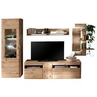 Wohnkombination Massiv 4-tlg. Ravello Eichefarben - Eichefarben, Design, Glas/Holz (310/208/50cm) - Livetastic