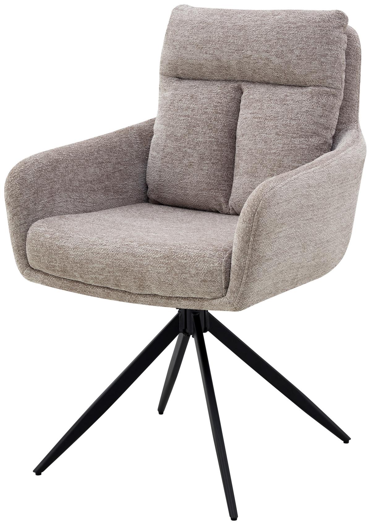 Armlehnstuhl Mahir Taupe Gepolstert - Taupe/Schwarz, KONVENTIONELL, Holz/Textil (59/91/61,5cm) - Livetastic