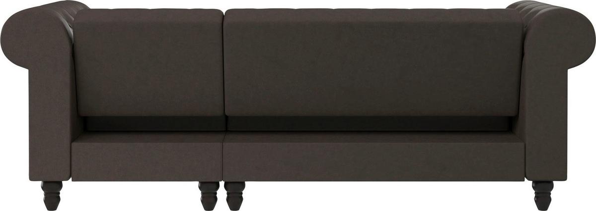 Ecksofa Firenze Dunkelbraun, mit Schlaffunktion - Dunkelbraun/Schwarz, Basics, Textil (241/154cm) - Livetastic