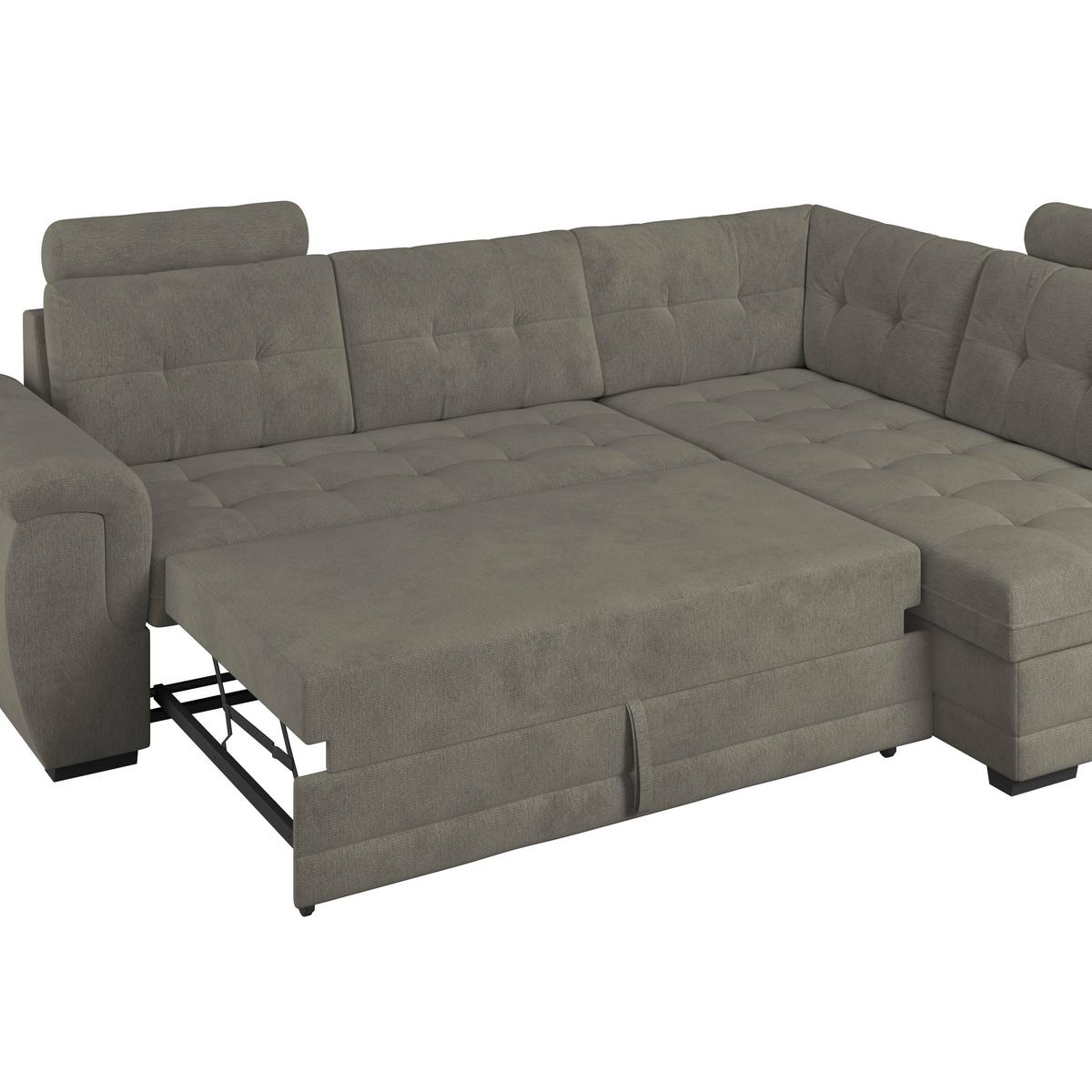 Ecksofa mit Schlaffunktion Falco new Braun 251x183 cm - Schwarz/Braun, KONVENTIONELL, Textil (251/183cm) - Ondega