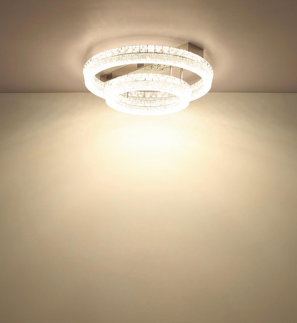 LED-Deckenleuchte Memory-Funktion - Klar/Chromfarben, KONVENTIONELL, Glas/Kunststoff (60/19,5cm) - Globo