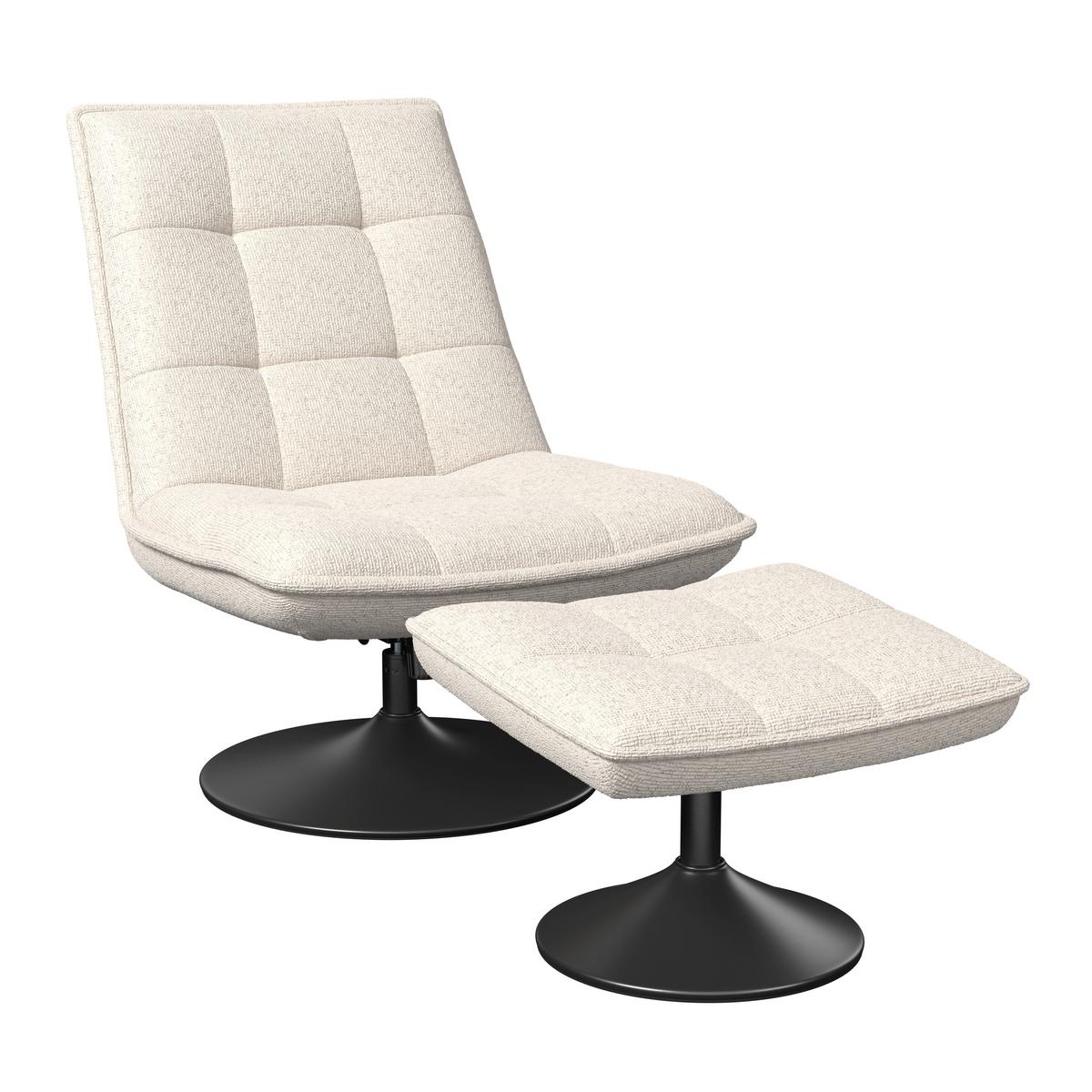 Relaxliege Kairo creme Sitzfläche drehbar, B: 71 cm - Creme/Schwarz, MODERN, Holz/Textil (71/88/89cm)