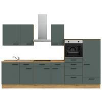 Küchenleerblock Easytouch Low-Line, L8 Rechts - Dunkelgrün/Eichefarben, MODERN, Holzwerkstoff (330cm) - Nobilia