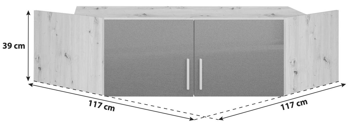 Felsőszekrény Celle Extra Sarokelemhez - Artisan tölgy/sötétszürke, Design, faalapú anyag (117/39/117cm)