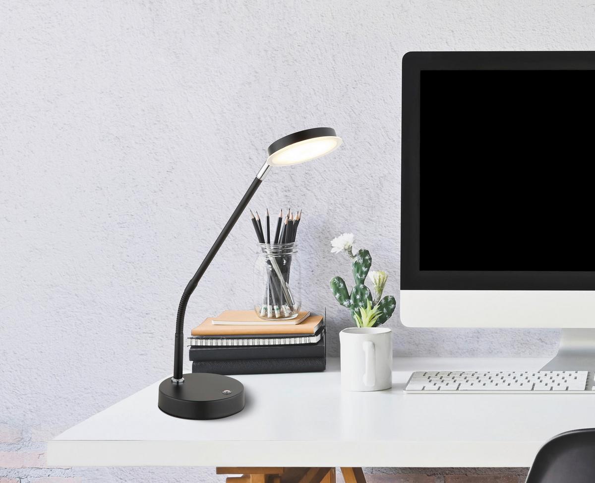 Led-tischleuchte Touchdimmer - Klar/Schwarz, Design, Kunststoff/Metall (43/13/52cm) - Globo